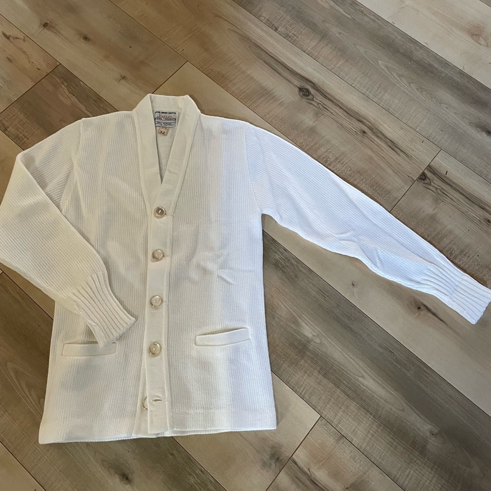 VINTAGE 1960’S BRISTOL CARDIGAN OFF WHITE SIZE S/M - USA MADE